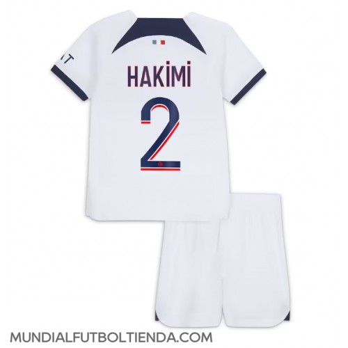 Camiseta Paris Saint-Germain Achraf Hakimi #2 Segunda Equipación Replica 2023-24 para niños mangas cortas (+ Pantalones cortos)